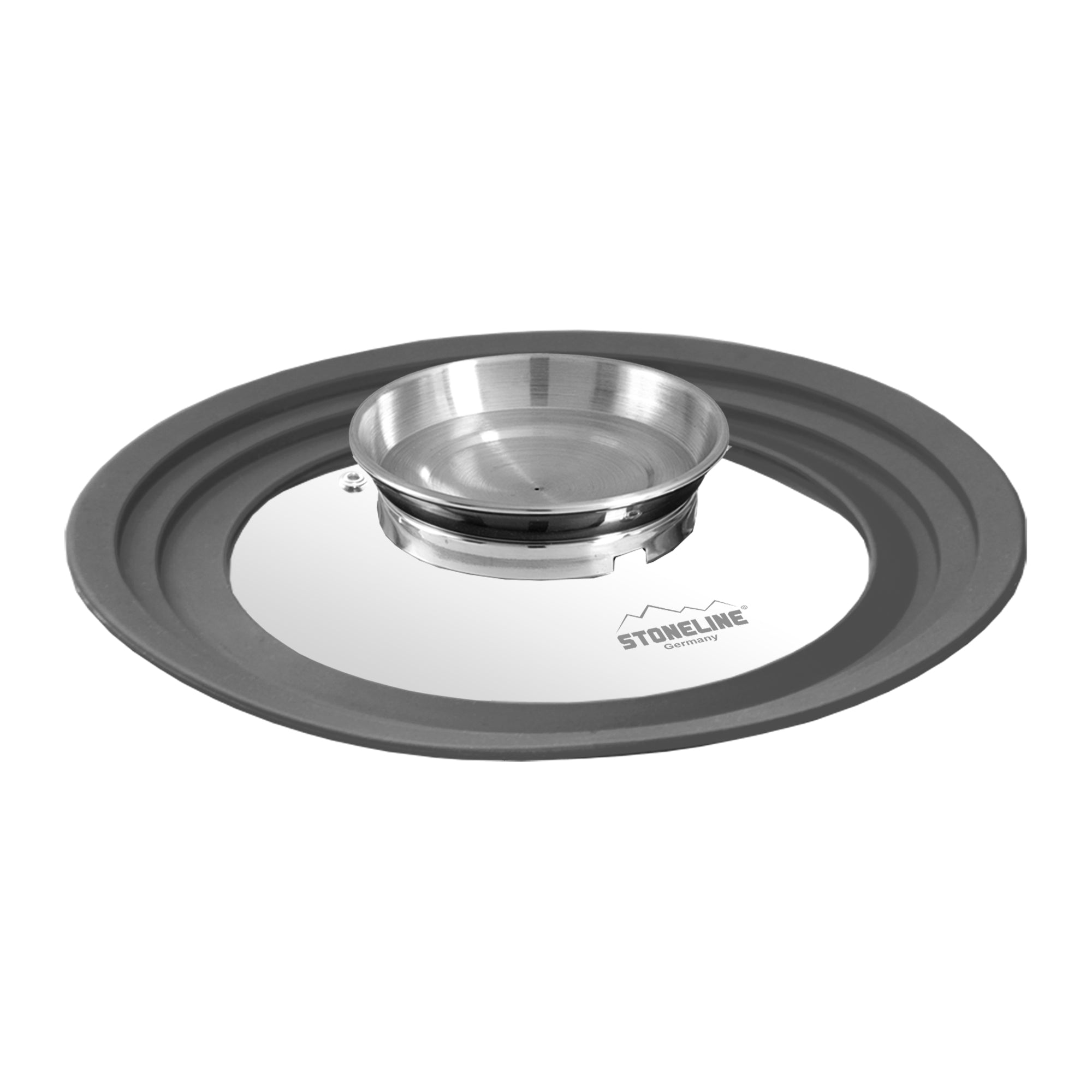 Couvercle en verre arômatiseur multi-fonctions avec rebord en silicone, pour 16/18/20 cm Stoneline - Mathon - 1