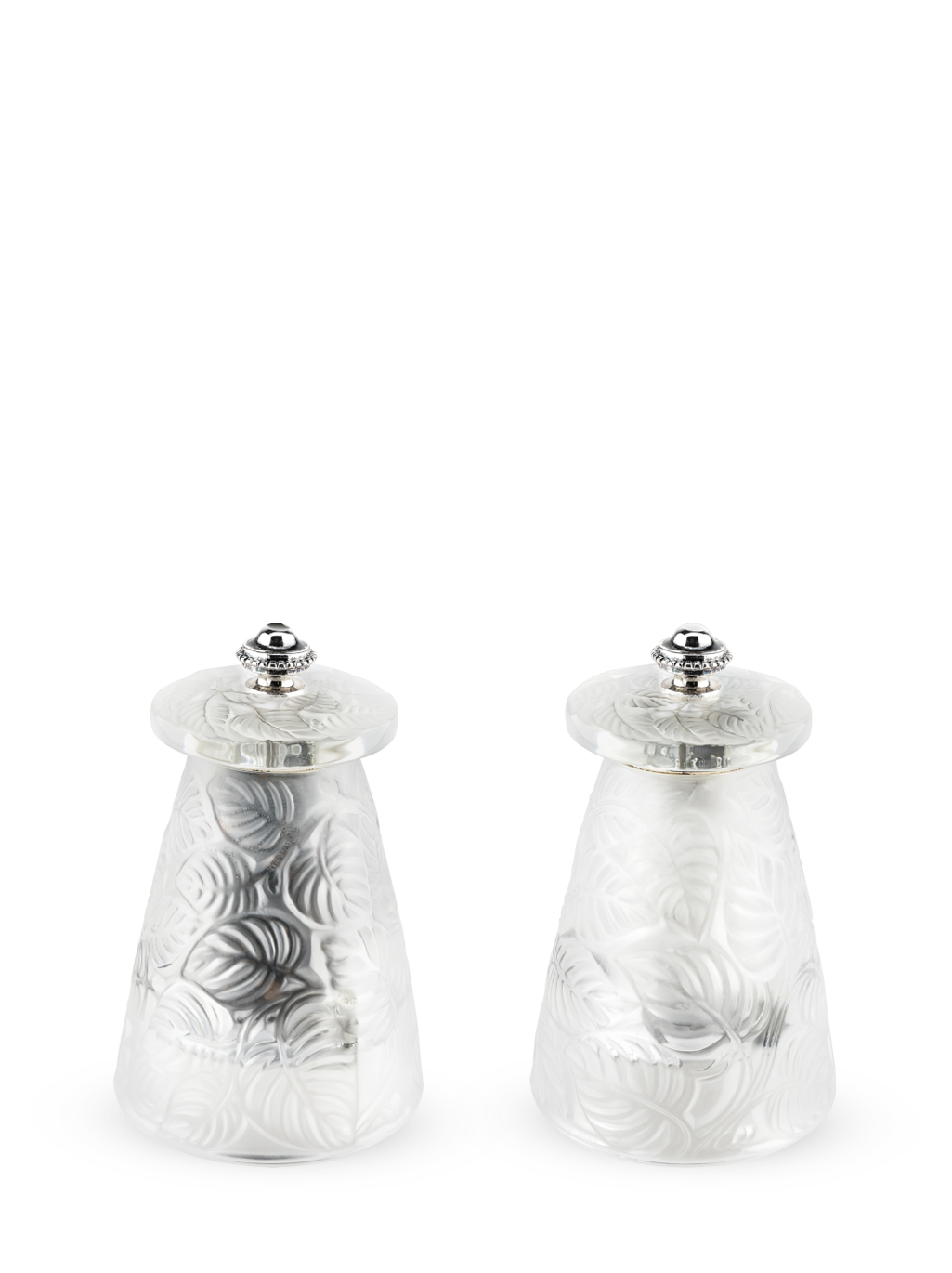 Lalique Duo de moulins à poivre et à sel manuels en cristal 9 cm Peugeot - Mathon - 1