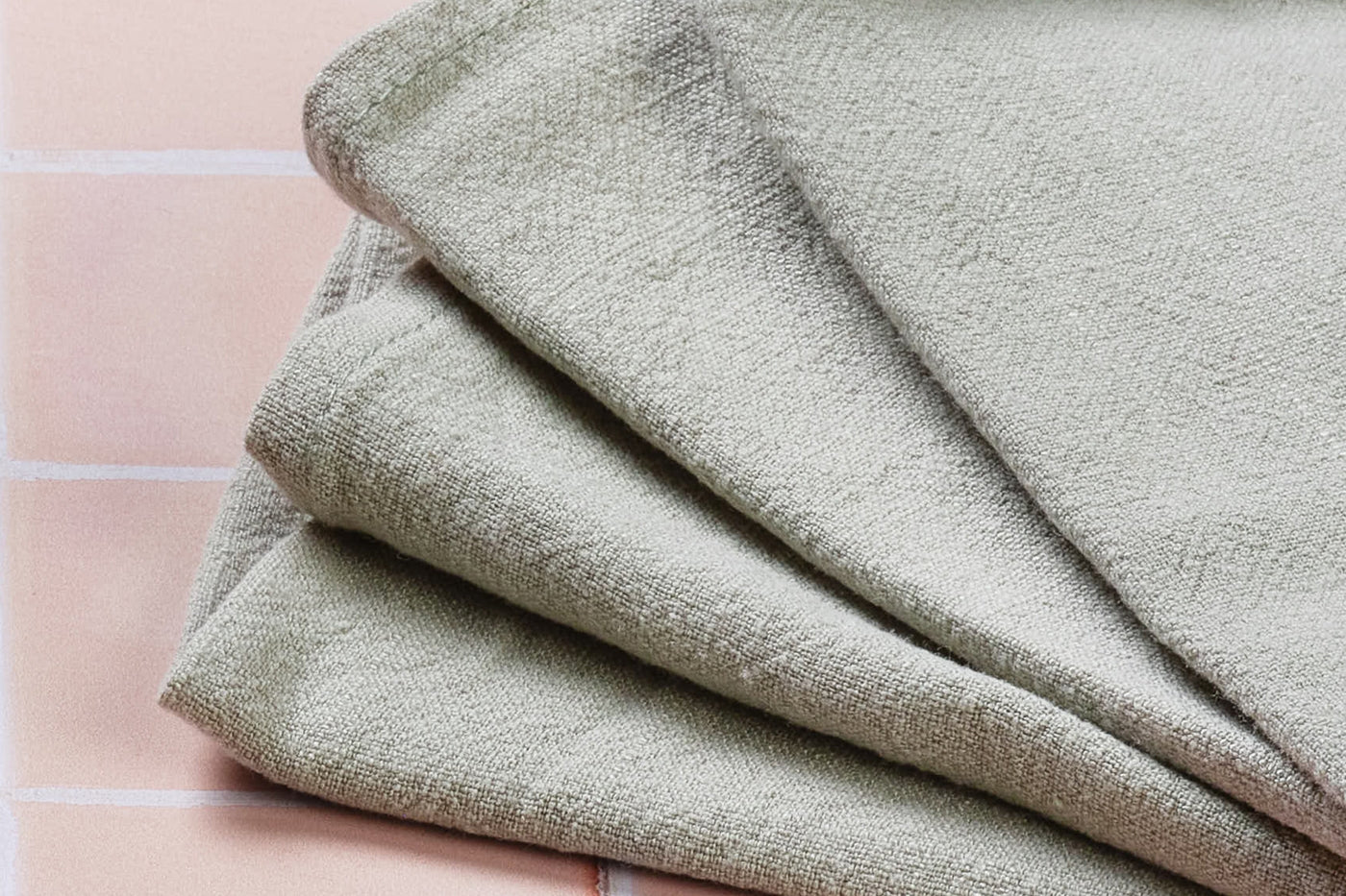 Serviette de table - 6 pièces - Lin et coton vert pâle Björn - Mathon - 4