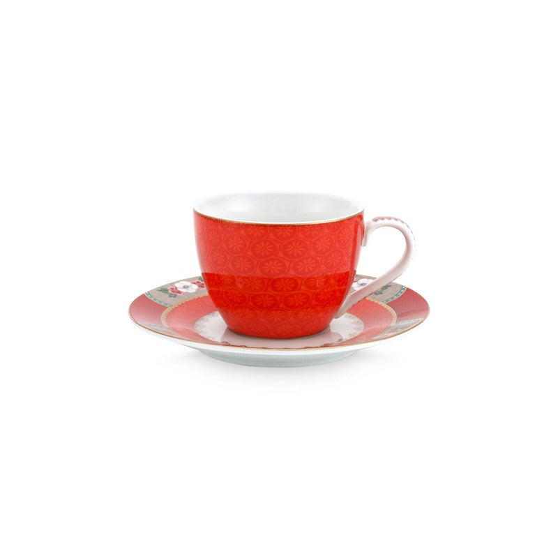 Lot de 6 Paires tasses café (6 tasses + 6 sous-tasse) Blushing Birds Rouge 120ml Pip Studio - Mathon
