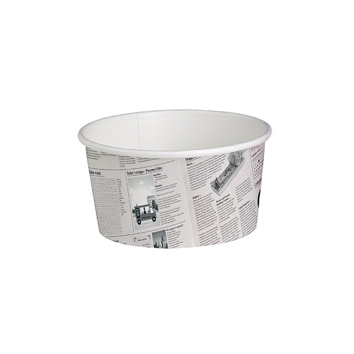 50Pcs - Pot "Deli" rond en carton décor journal   H87mm 600ml FirstPack - Mathon - 1