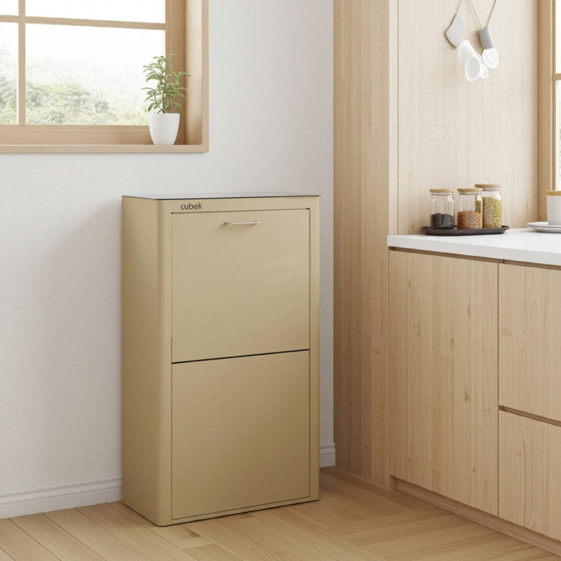 Poubelle cuisine de tri sélectif CUBEK, 4 compartiments de 20 litres, Couleur Sable Don Hierro - Mathon - 7