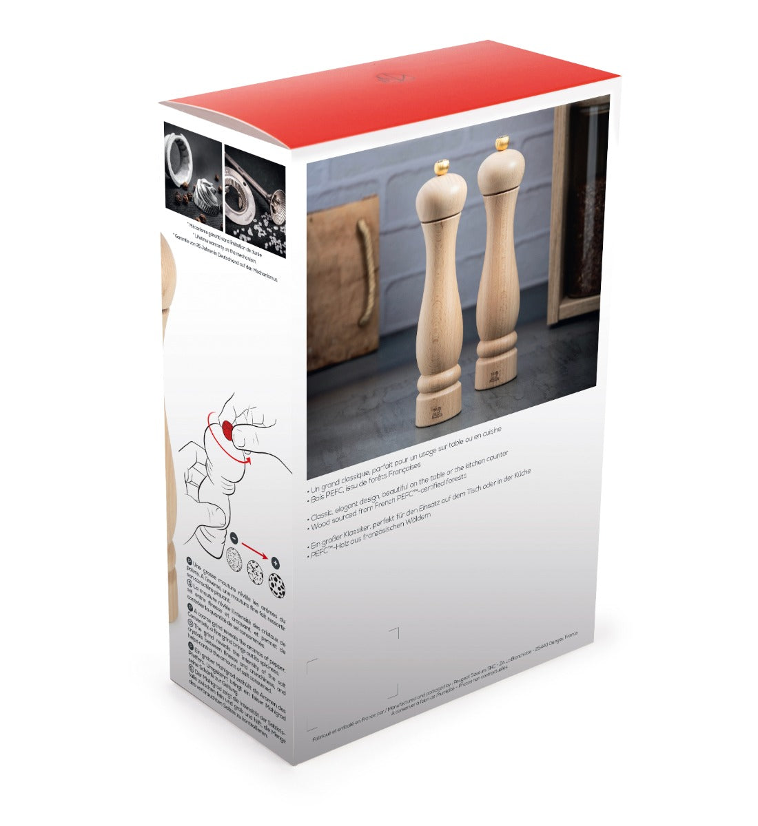 Clermont Duo de moulins à poivre et à sel Naturel 24 cm Peugeot - Mathon - 4