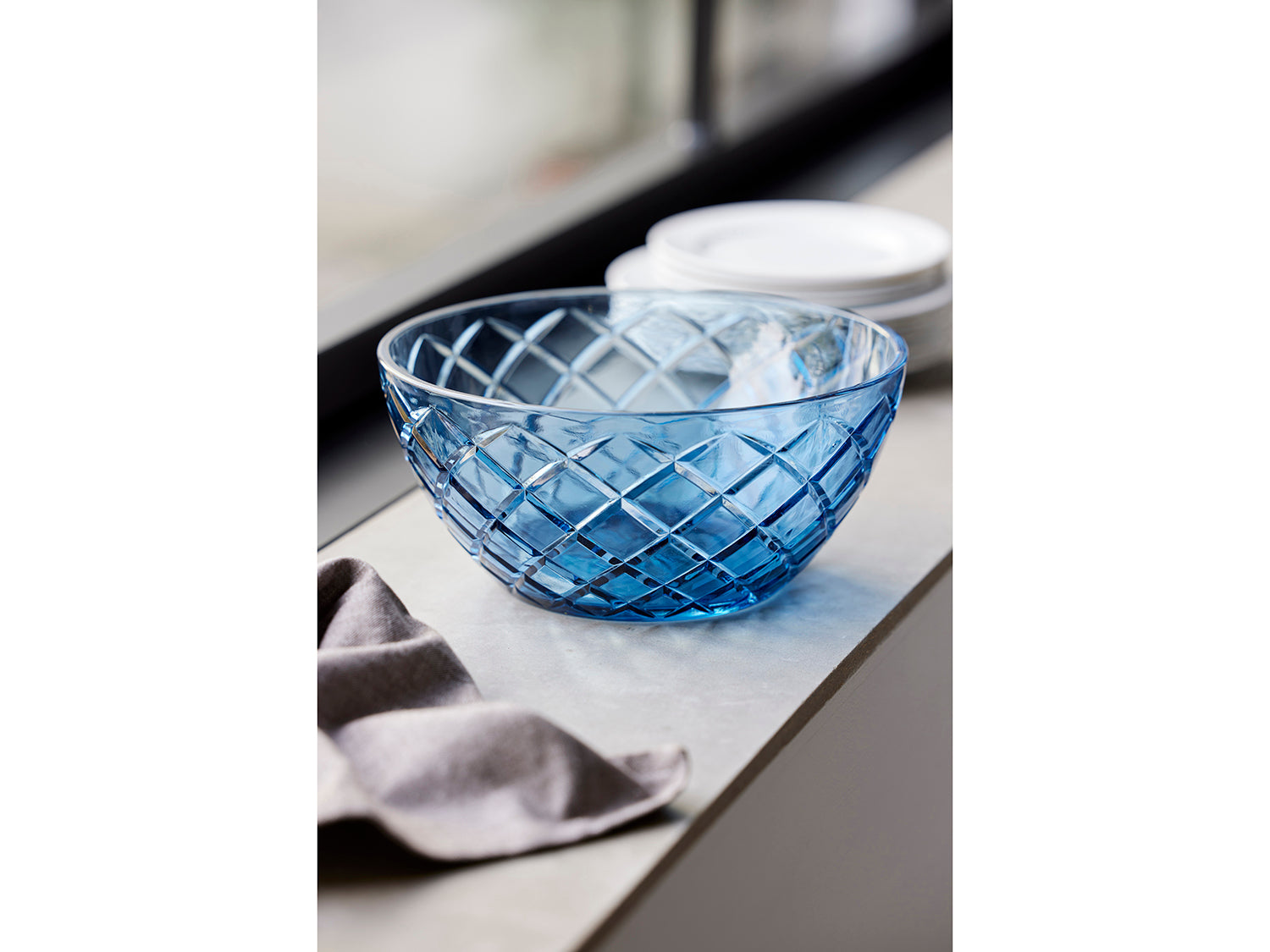 Saladier SORRENTO en verre Bleu Lyngby Glas - Mathon - 8