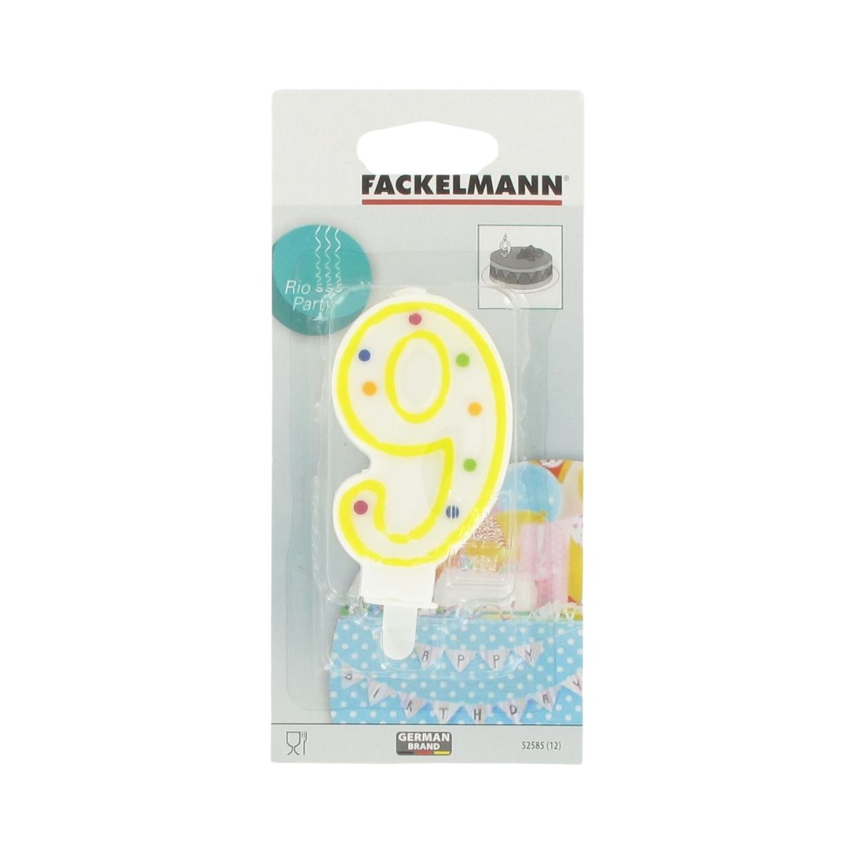 Bougie anniversaire chiffre 9  Rio Party Fackelmann - Mathon - 2