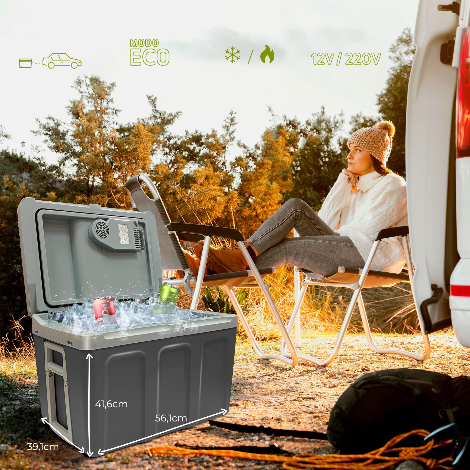 Glacière Électrique portable 40 Litres, 12V / 220 - 240V Voiture et Camping 58  Gris CF1155 - Mathon - 5