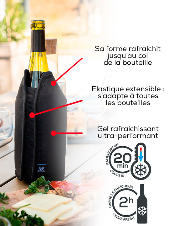 Coffret rafraichisseur Frizz gris et bouchon à champagne Line carbone Peugeot - Mathon - 6