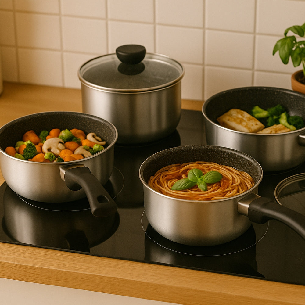 Batterie de Cuisine Arthur Martin 10 Pièces en Aluminium Tous Feux avec Poignée Amovible - Argent Arthur Martin - Mathon - 3