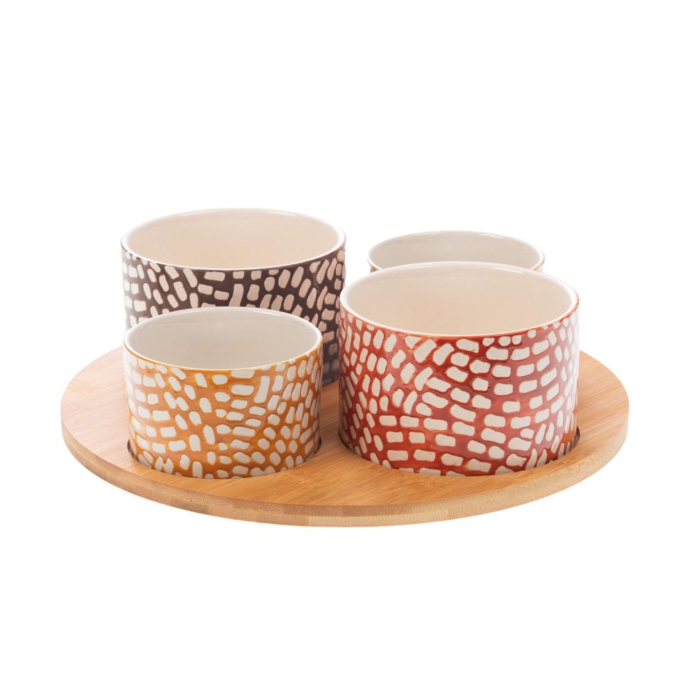 Service à Apéritif En Porcelaine – 5 Bols à Sauce Style Contemporain Motif Noël