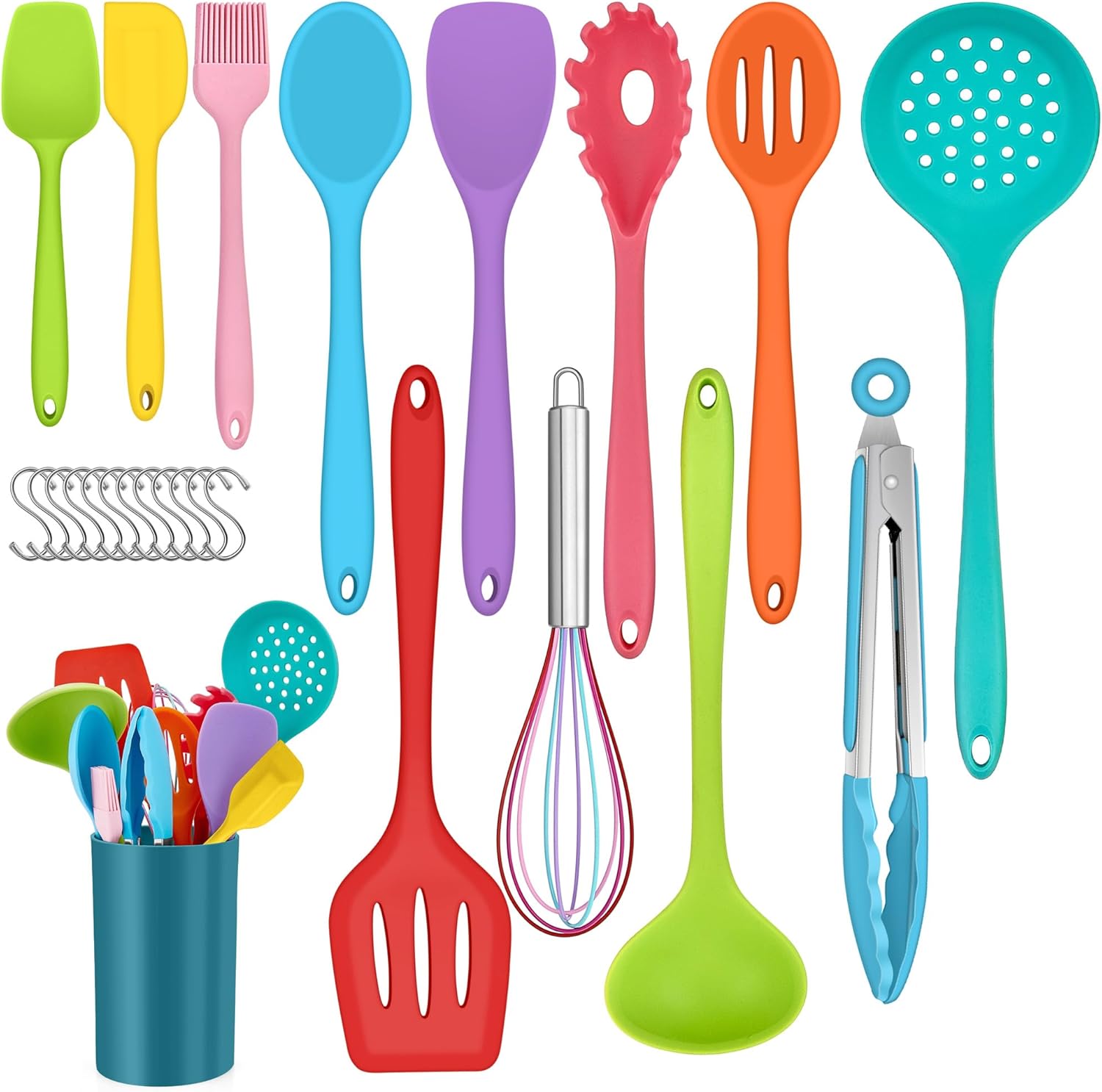 Lot de 25 ustensiles de cuisine en silicone anti-adhésifs et résistants à la chaleur Vendos85 - Mathon