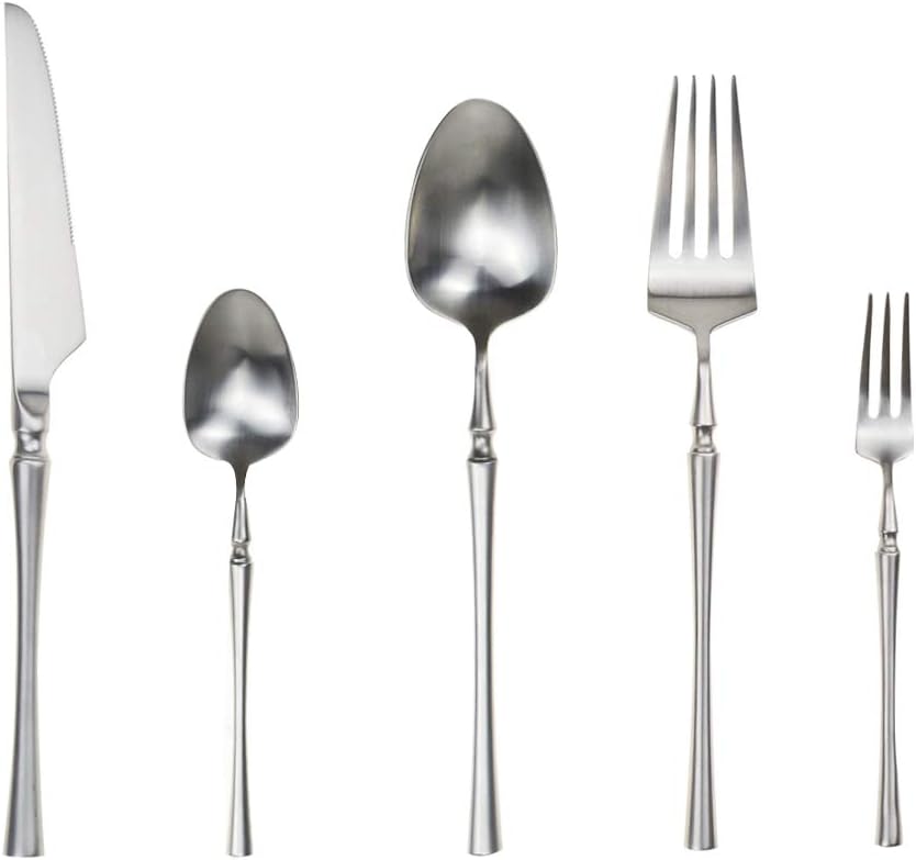 Lot de 5 couverts de luxe en acier inoxydable argenté de qualité supérieure Vendos85 - Mathon