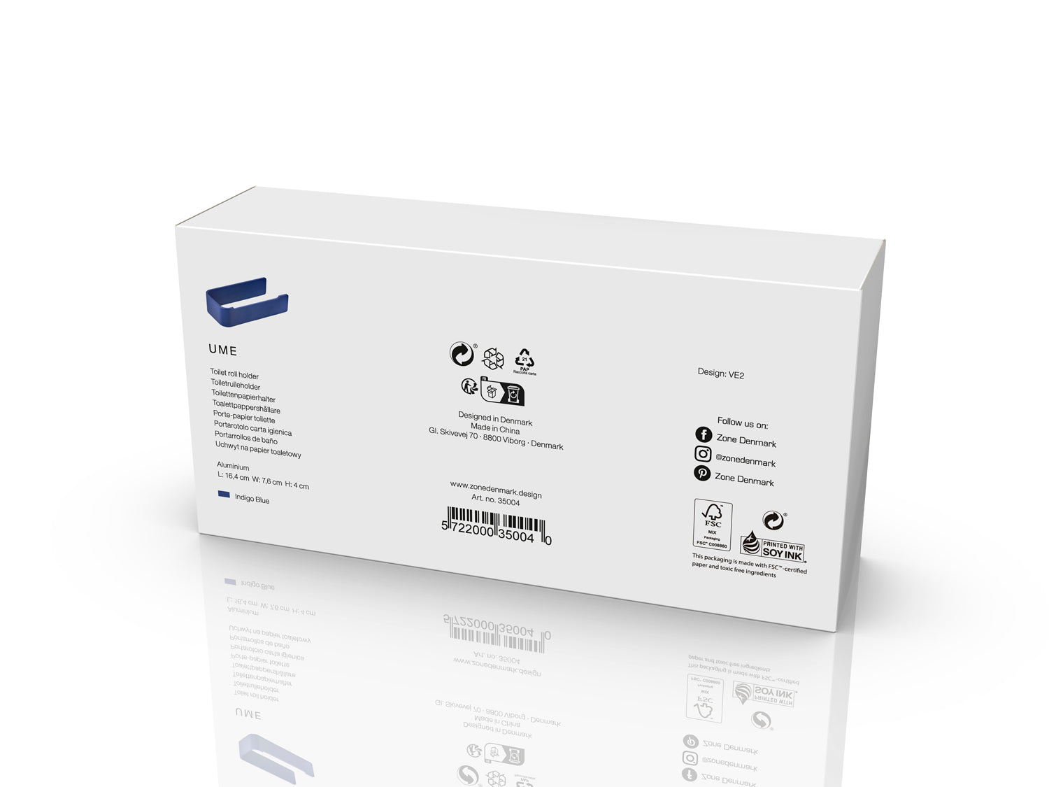 Porte-papier toilette Ume en Aluminium Bleu indigo Zone Denmark - Mathon - 4