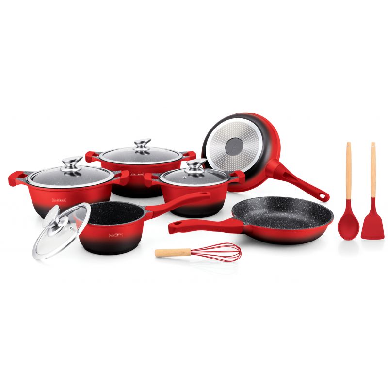 Batterie de cuisine 13 pièces Rouge/Noir Royalty Line RLBS1010M-RBLK Royalty Line - Mathon