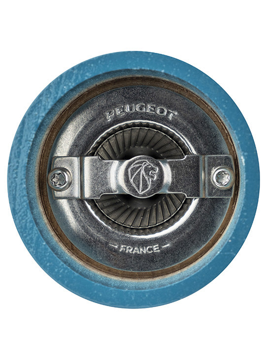 Bistro Moulin à sel manuel en bois laqué, bleu pacifique, 10 cm - 4" Peugeot - Mathon - 2
