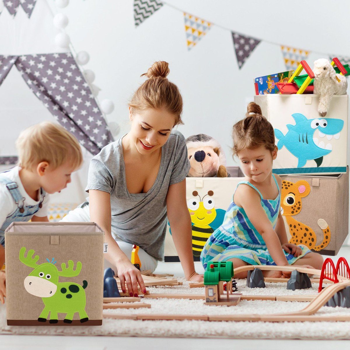 Boîte de rangement en tissu pour enfant "cerf", compatible Ikea Kallax Lifeney Fackelmann - Mathon - 2