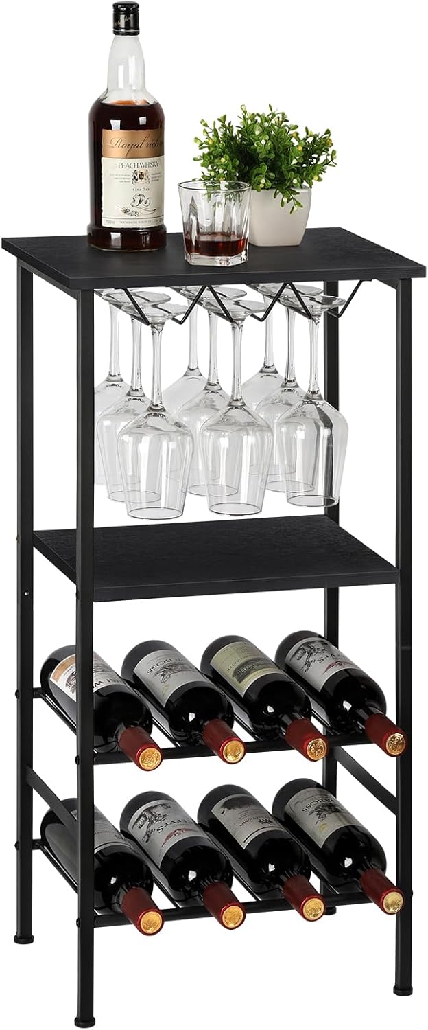 Casier à vin sur pied métal – 8 bouteilles + 9 verres Vendos85 - Mathon