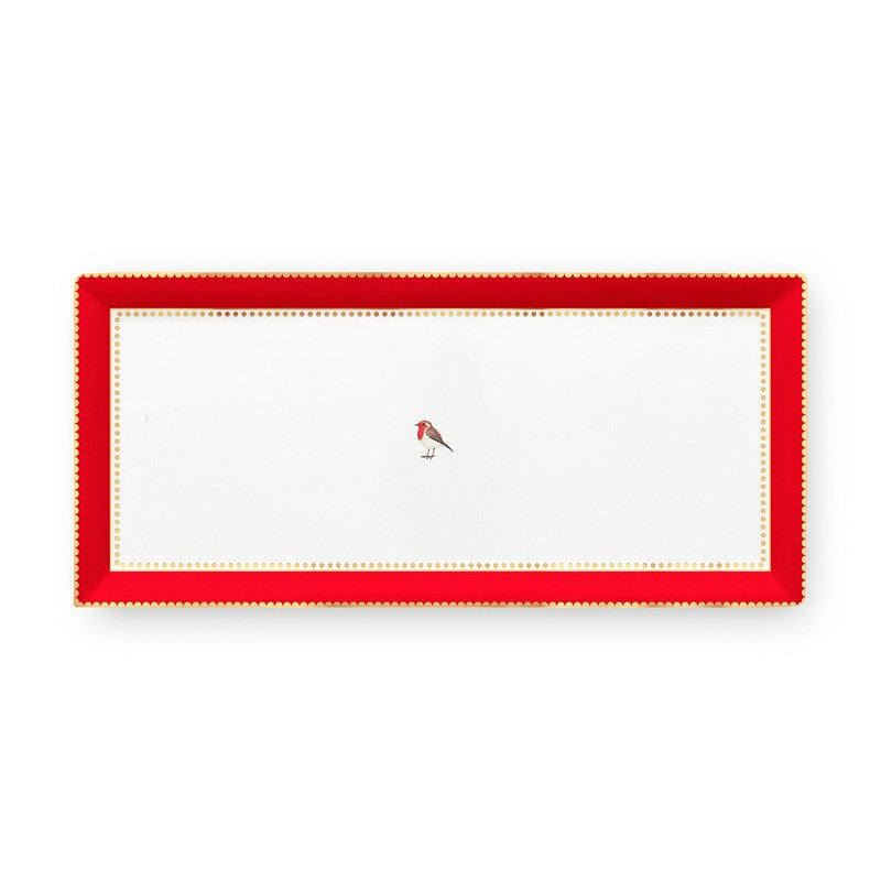 Plat à cake rectangulaire Love Birds Rouge/Rose - 33,3x15,5cm Pip Studio - Mathon
