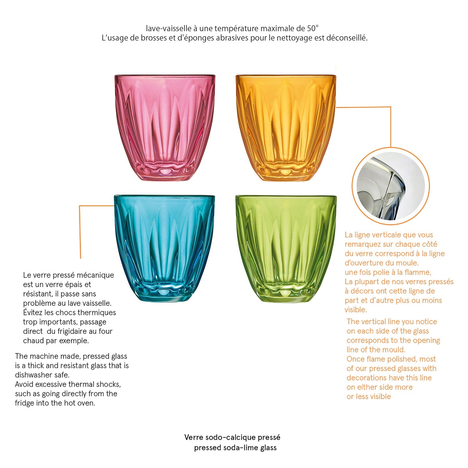 Coffret de 4 verres à eau  4 couleurs La Rochère - Mathon - 3