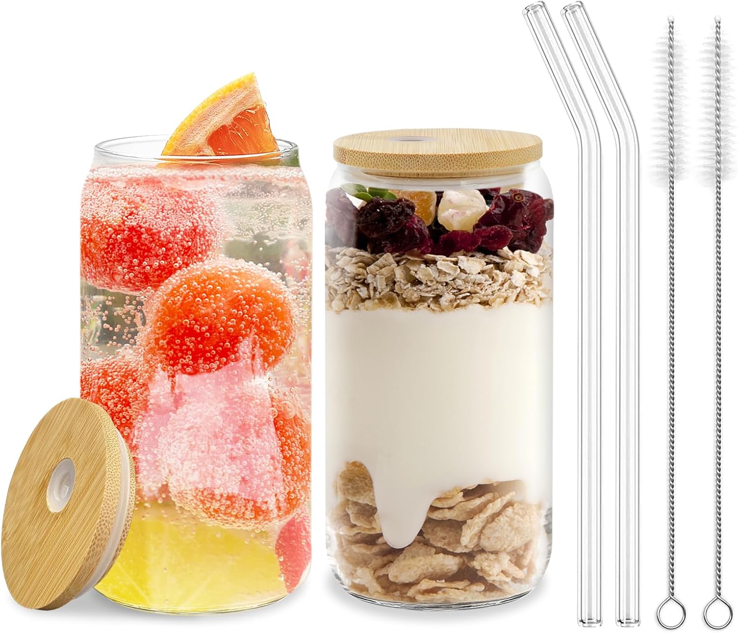 Set de 2 Verres Bubble Tea avec Couvercle Bambou & Paille Vendos85 - Mathon