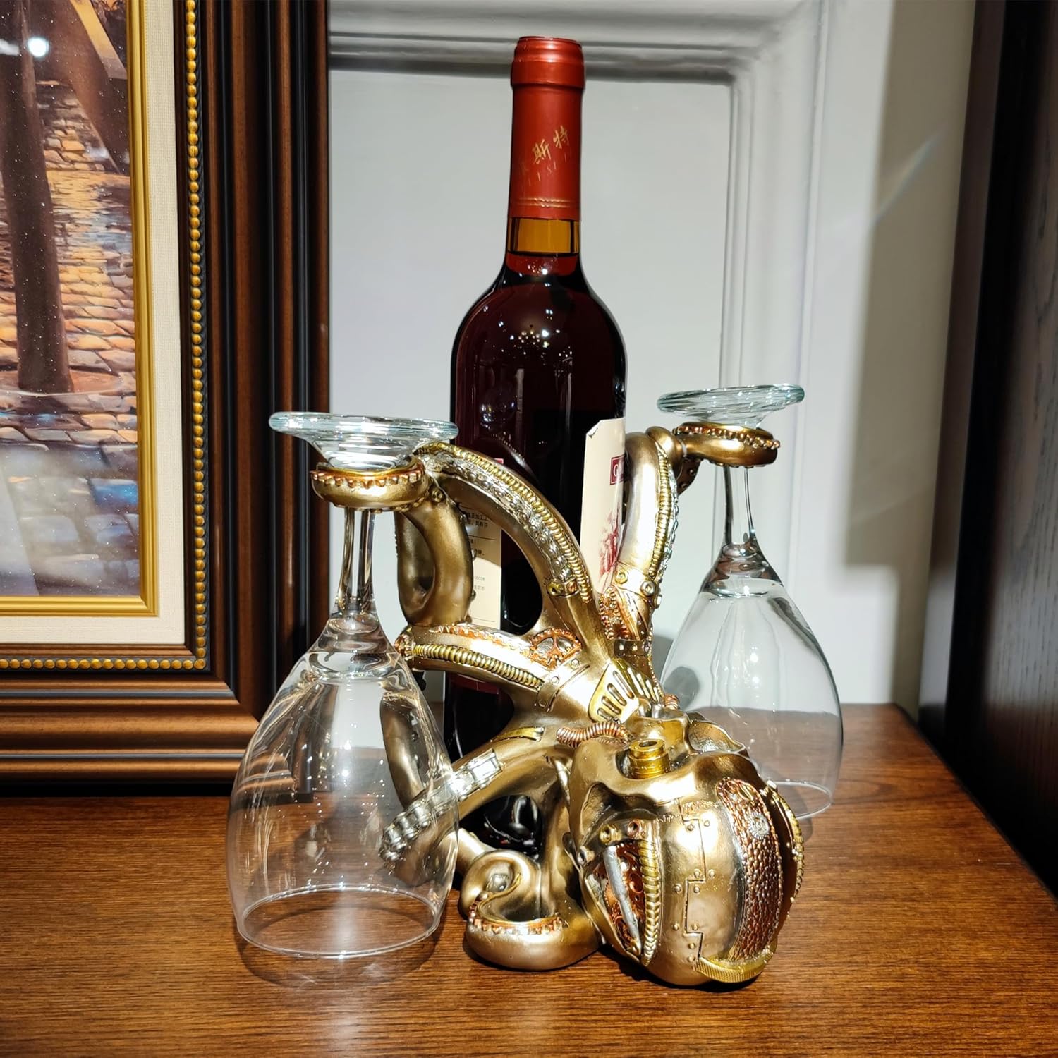 Porte-bouteilles tête de mort steampunk en résine Vendos85 - Mathon