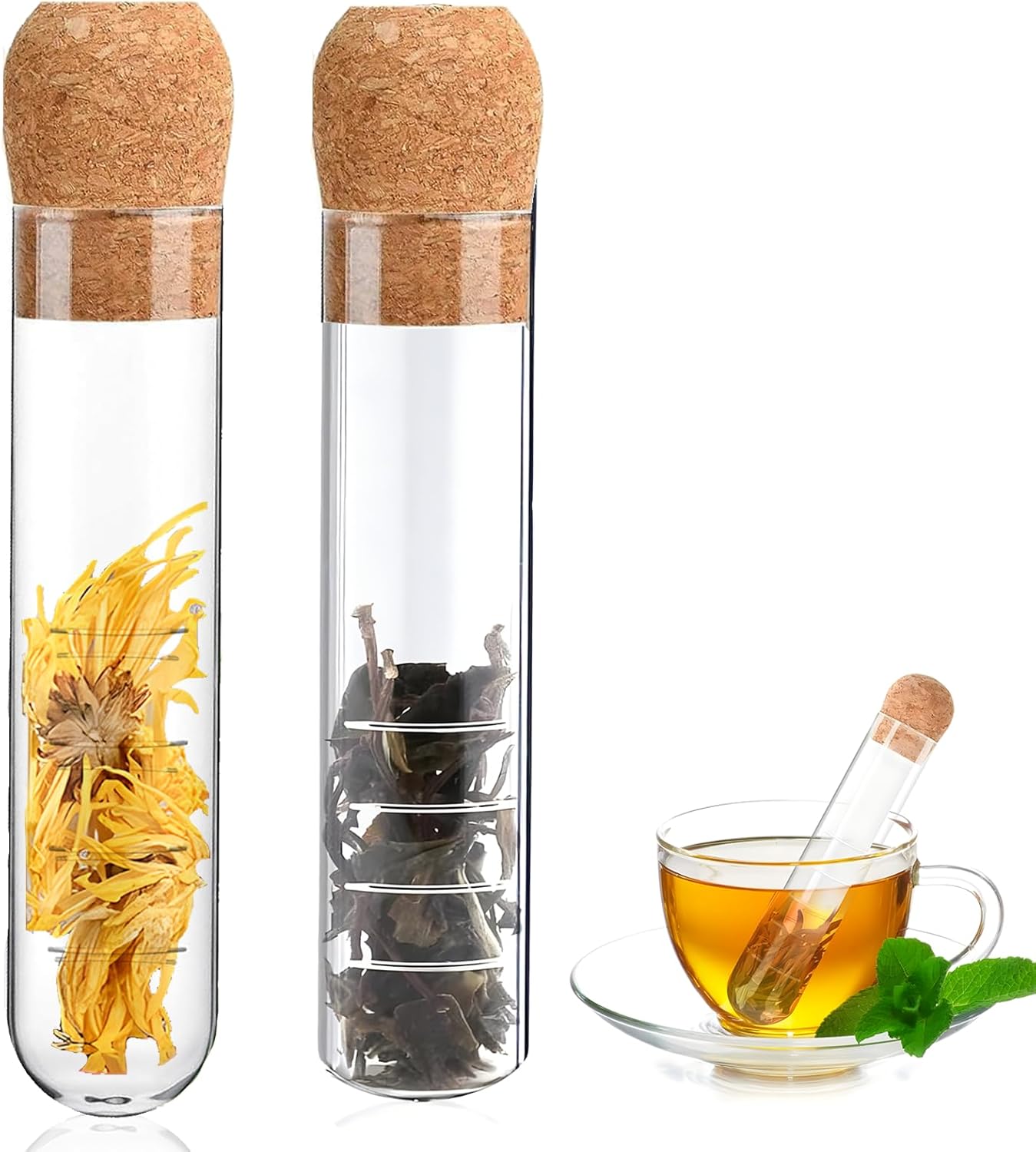 Lot de 2 infuseurs à thé en verre avec bouchon en bois Vendos85 - Mathon
