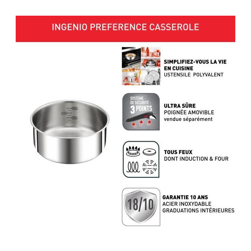 Ingenio Preference Casserole 20 Cm, Induction, Inox, Empilable, Compatible Lave-vaisselle L8983004 Tefal - Mathon - 2