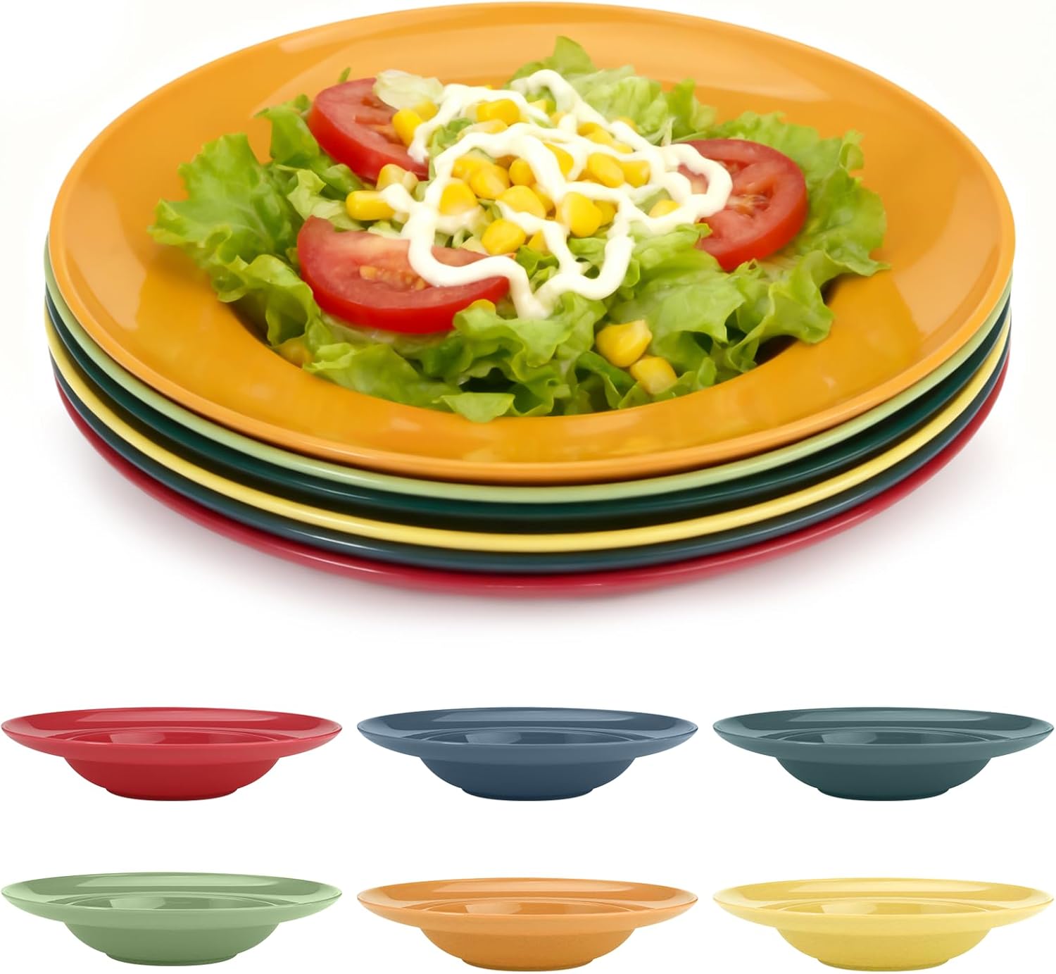 Lot de 6 assiettes creuses en PP colorées 23 cm Vendos85 - Mathon