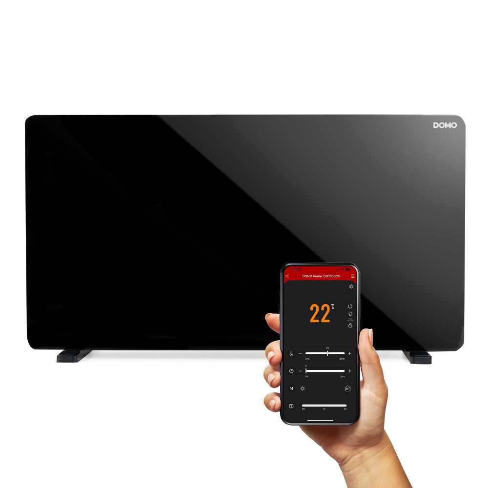 Convecteur De Chauffage En Verre Avec Wifi 2000w Noir Domo Do7356ch Domo - Mathon - 1