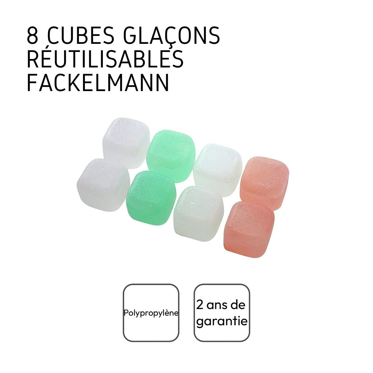 Lot de 8 glaçons réemployables en plastique Multicolore Fackelmann - Mathon - 4