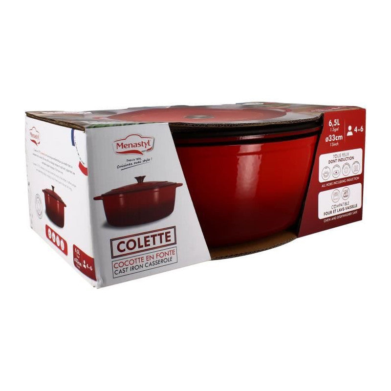 Cocotte - Menastyl - 6020103 - Ovale - En Fonte Acier émaillé - Rouge - 9 Litres Menastyl - Mathon - 2