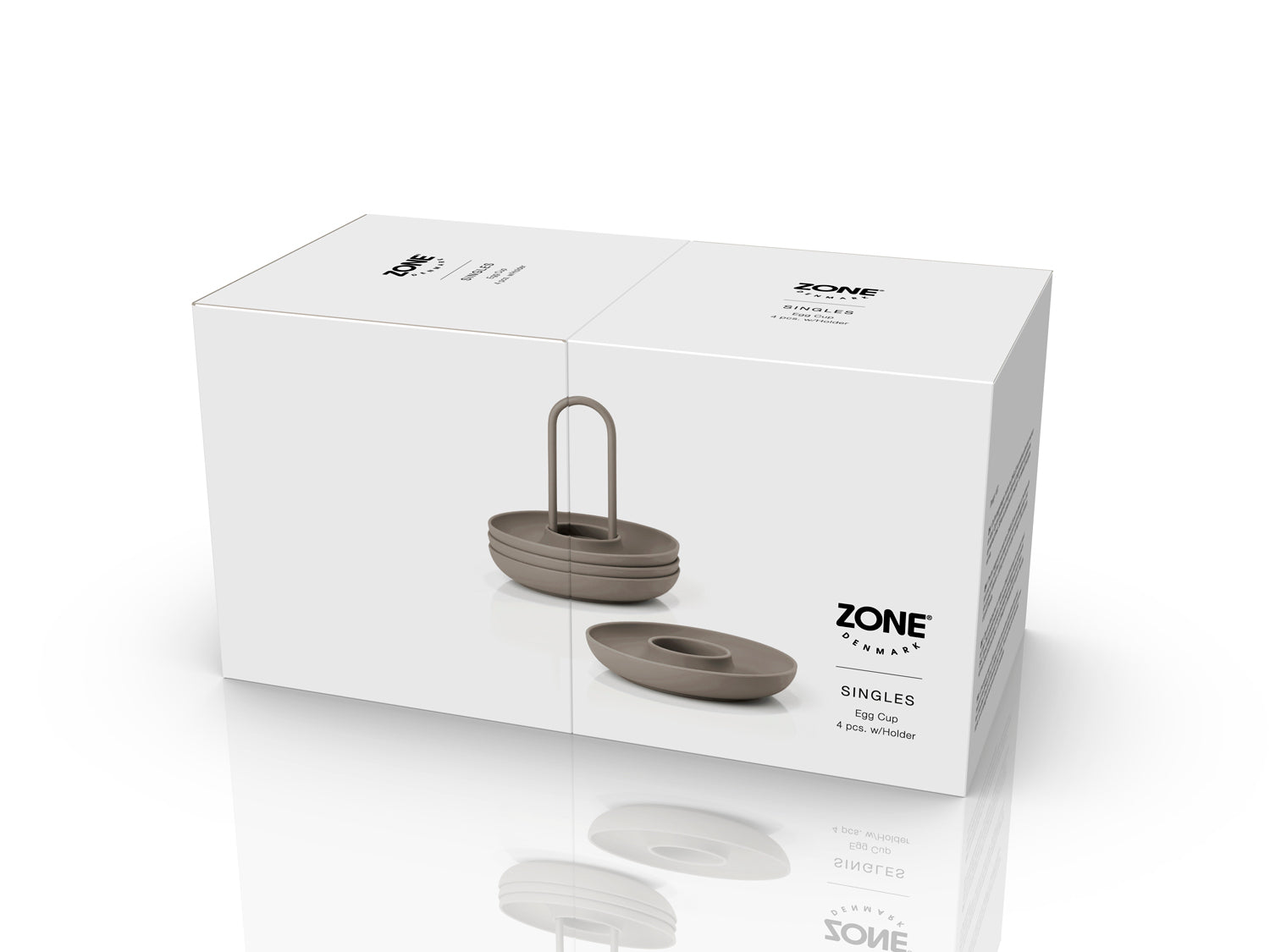 Set de 4 coquetiers avec support SINGLES en silicone Taupe Zone Denmark - Mathon - 5