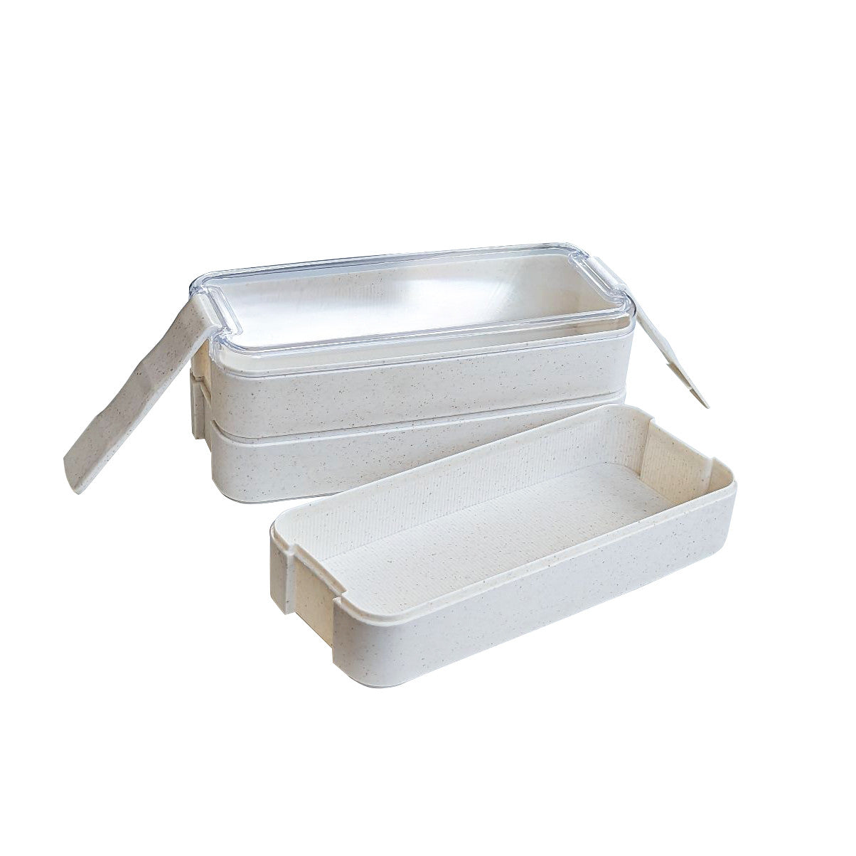 20Pcs - Boîte Bento 3 compartiments réemployable composite beige 185x80x103mm 900ml FirstPack - Mathon - 1