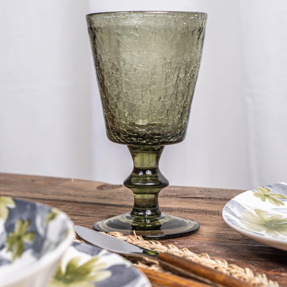 Verre à pied Lussan craquelé 17 cl gris (lot de 6) Table passion - Mathon - 2