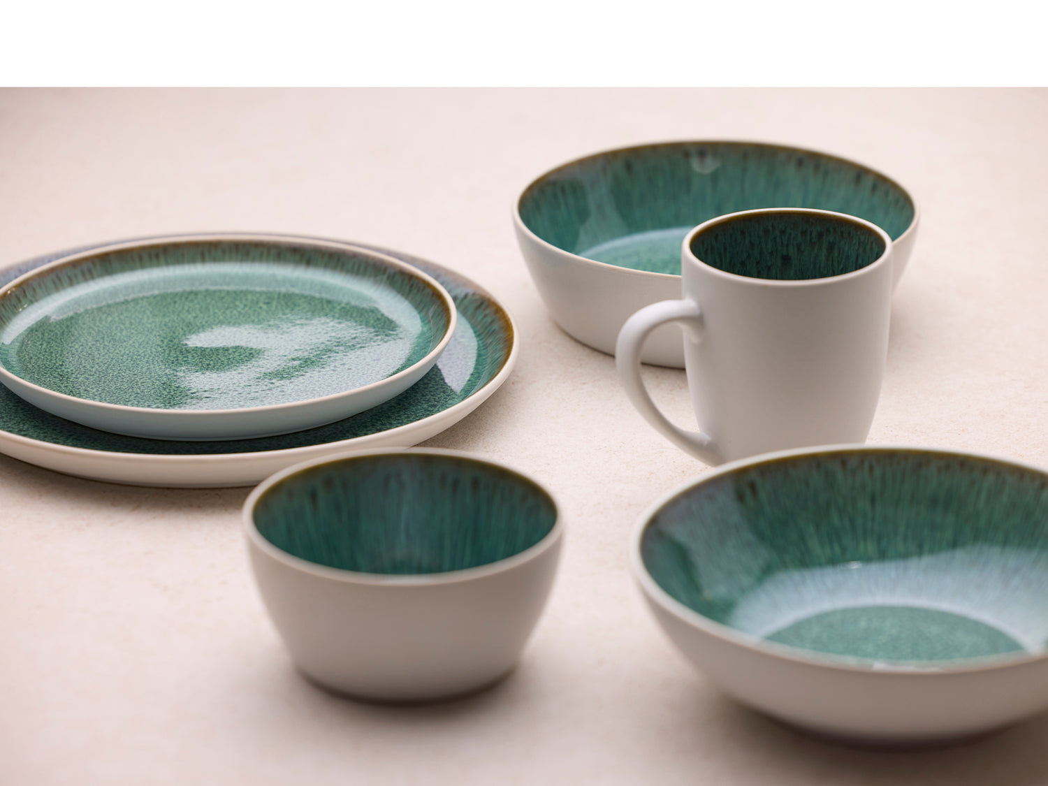 Mug Gastro en Grès Blanc/Vert Bitz - Mathon - 3