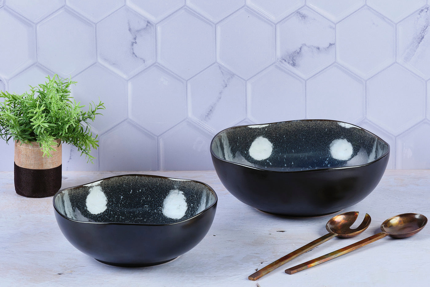 Saladier IRIS Ø24cm et Ø28,5cm - 2 pièces - Bleu nuit Björn - Mathon - 2