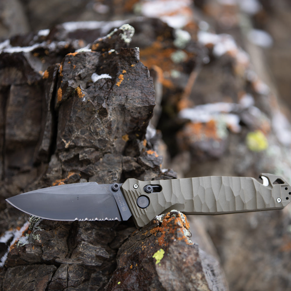 Couteau de poche CAC S200 serration kaki Tarrerias Bonjean - Mathon - 4