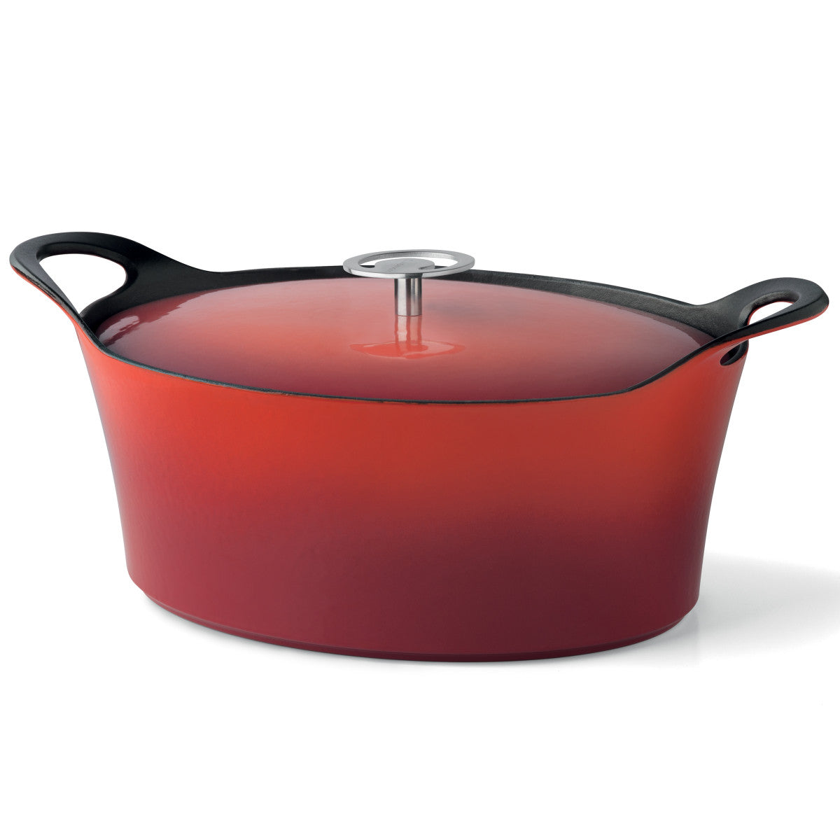 Volcan - Cocotte ovale 29cm fonte de fer émaillée rouge avec couvercle Cuisinox - Mathon - 1