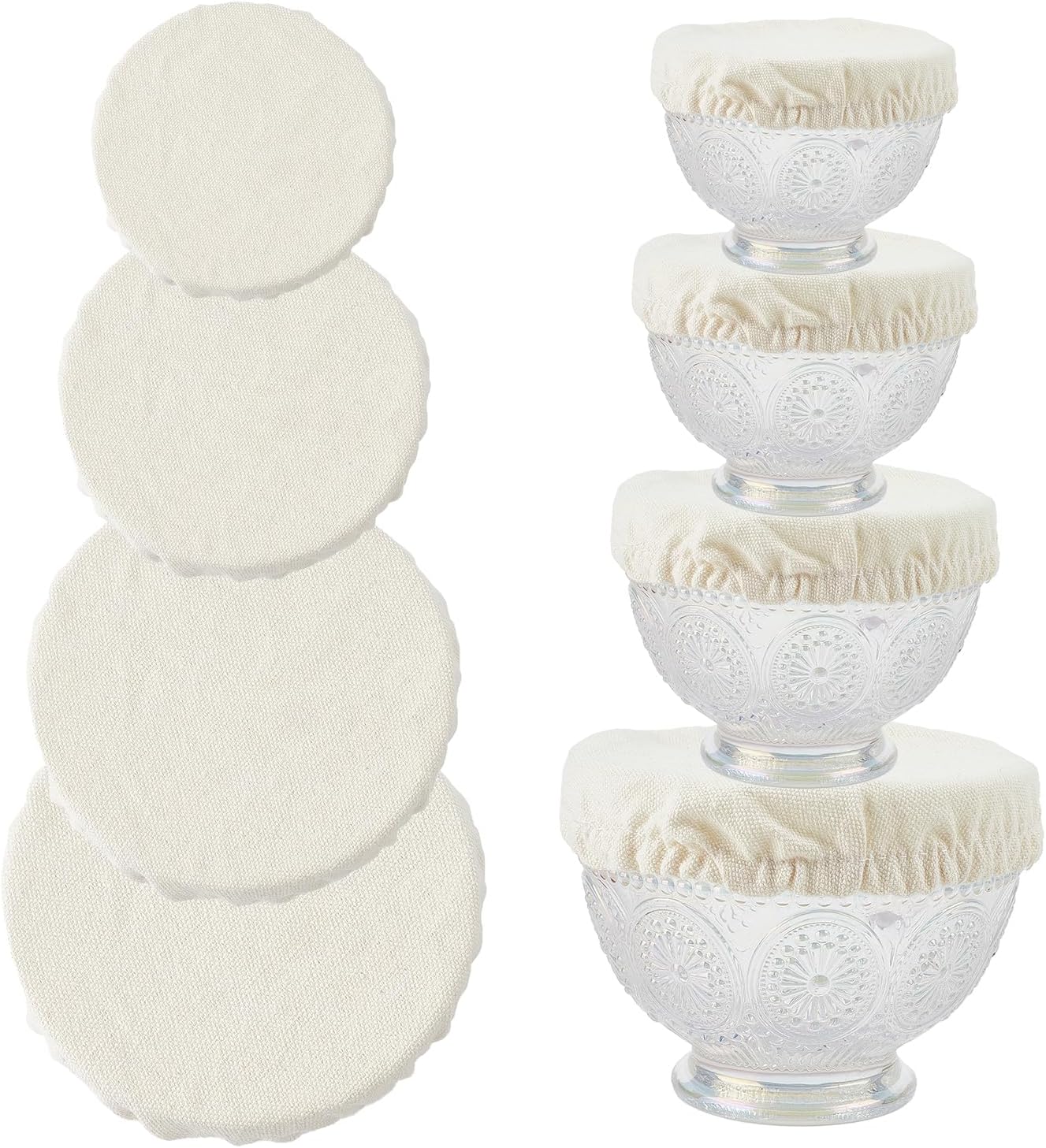 Lot 4 couvre-bols réutilisables en tissu de différentes tailles Vendos85 - Mathon