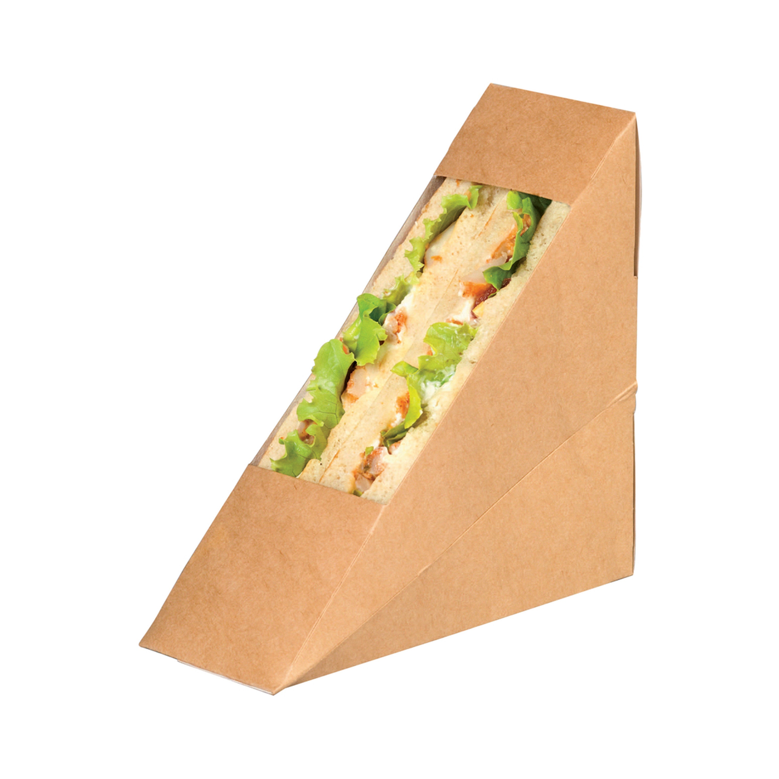 Triangle sandwich kraft simple à fenêtre PLA  - 5,5 cm x 12 cm x 12 cm - 50 unités FirstPack - Mathon