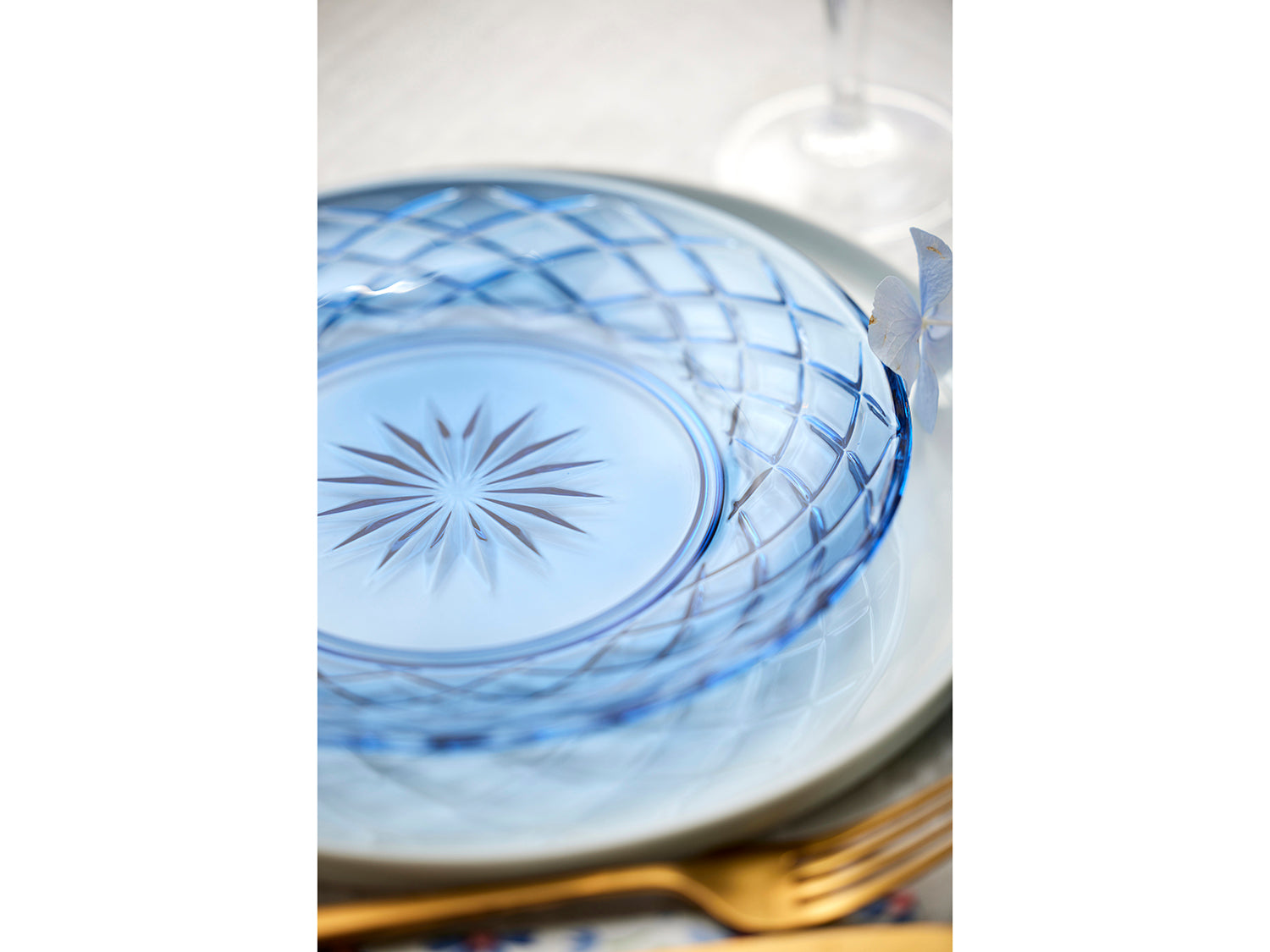 Set de 4 assiette SORRENTO en verre Bleu Lyngby Glas - Mathon - 7