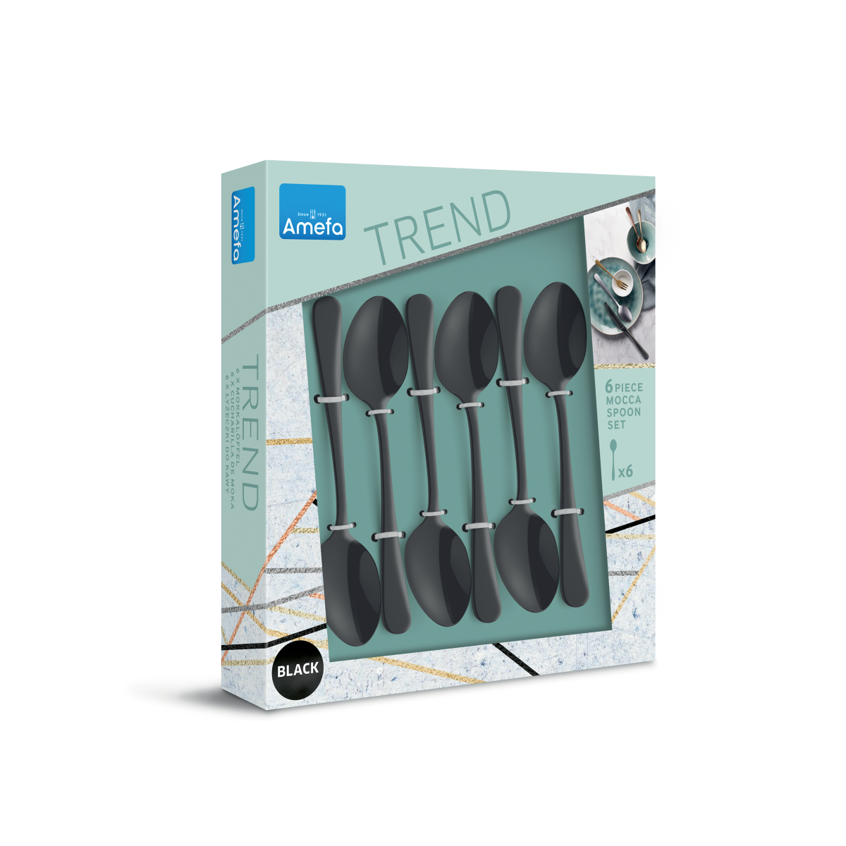 Austin - Service 6 cuillères moka expresso Noir mat Amefa - Mathon - 4