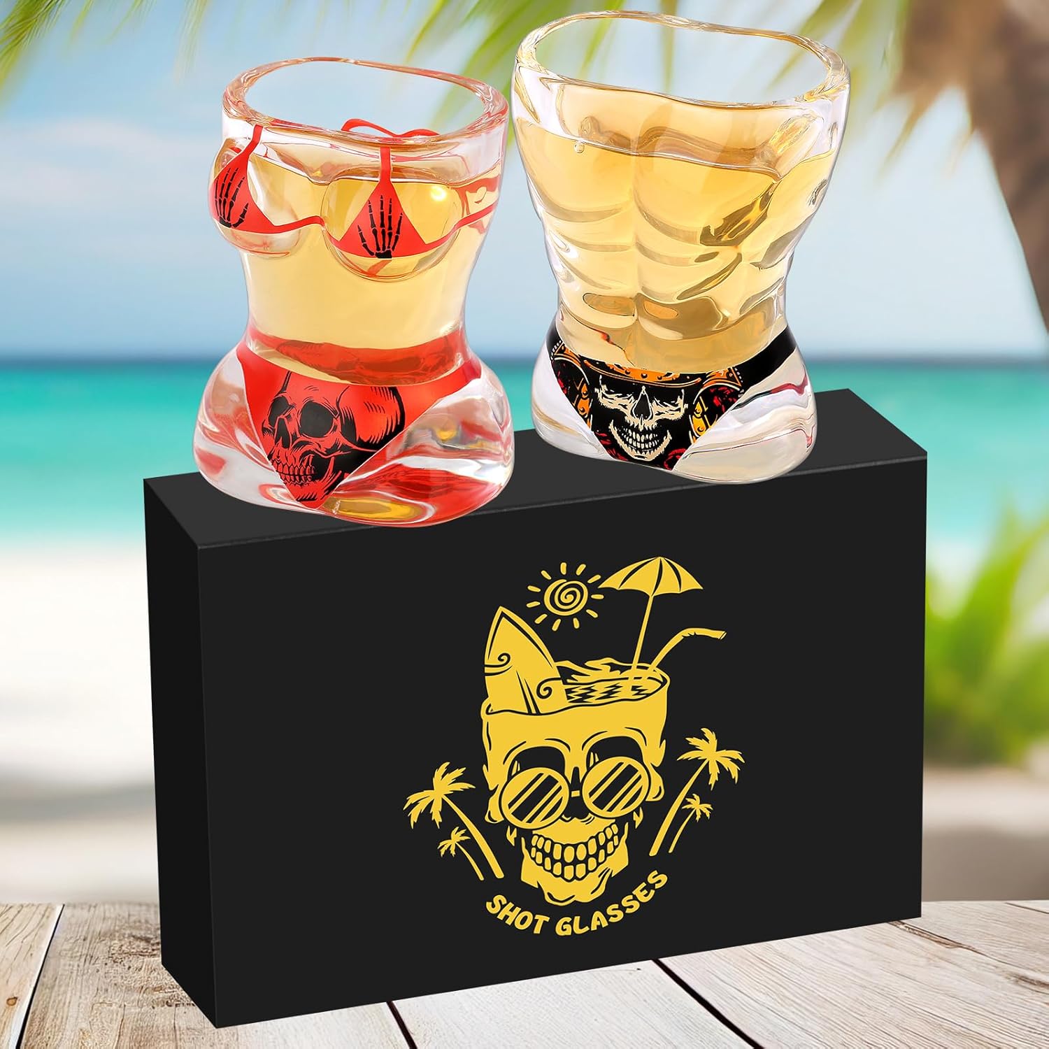 Verres à Shot Homme Musclé & Bikini – Coffret Cadeau Vendos85 - Mathon