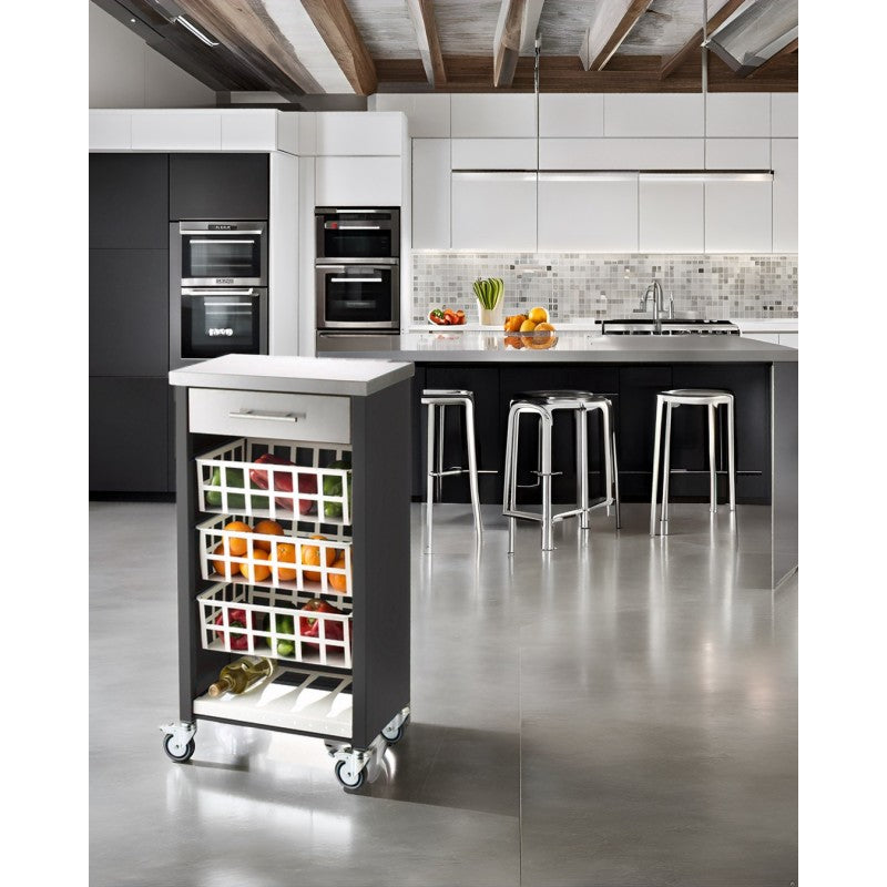 Desserte de cuisine avec plan de travail en acier inoxydable, MOHER, Noir Don Hierro - Mathon - 2