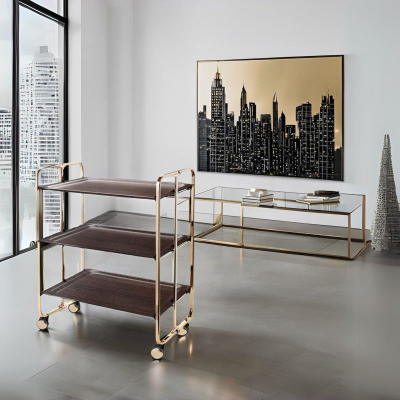 Desserte pliante 3 niveaux avec roulettes – structure recouverte d