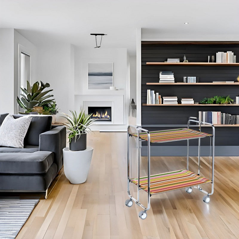 Desserte pliante 2 niveaux avec roulettes – structure chromée, bauhaus Don Hierro - Mathon - 3