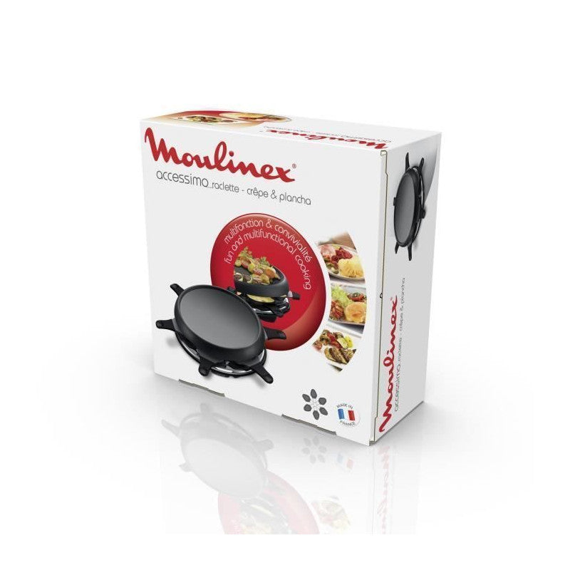 Re151812  Appareil A Raclette Multifonctions  Plancha Et Crepes 6 Personnes Noir Moulinex - Mathon - 6
