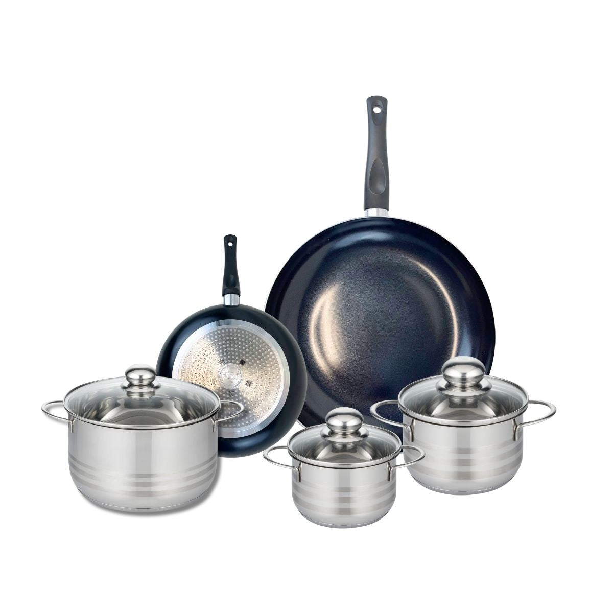 Ensemble de 2 Poêles de cuisson 20 et 32 cm et 3 faitouts 14, 16 et 20 cm  Prima Brillant Elo - Mathon - 1