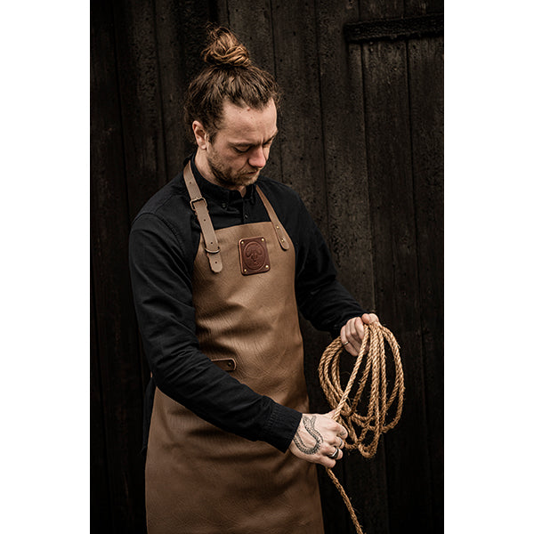 Tablier de cuisine artisanal cuir Buffalo Moka Witloft - Mathon - 4