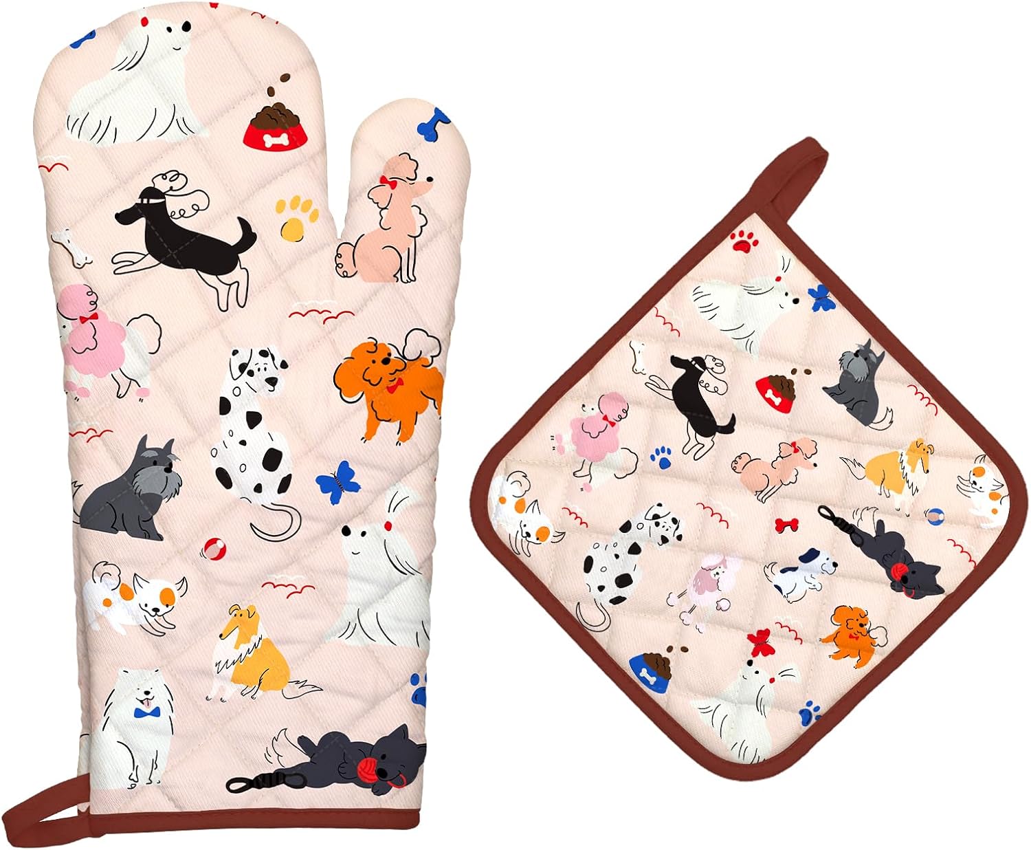 Gants et Manique Cuisine Peints à la Main chien Vendos85 - Mathon