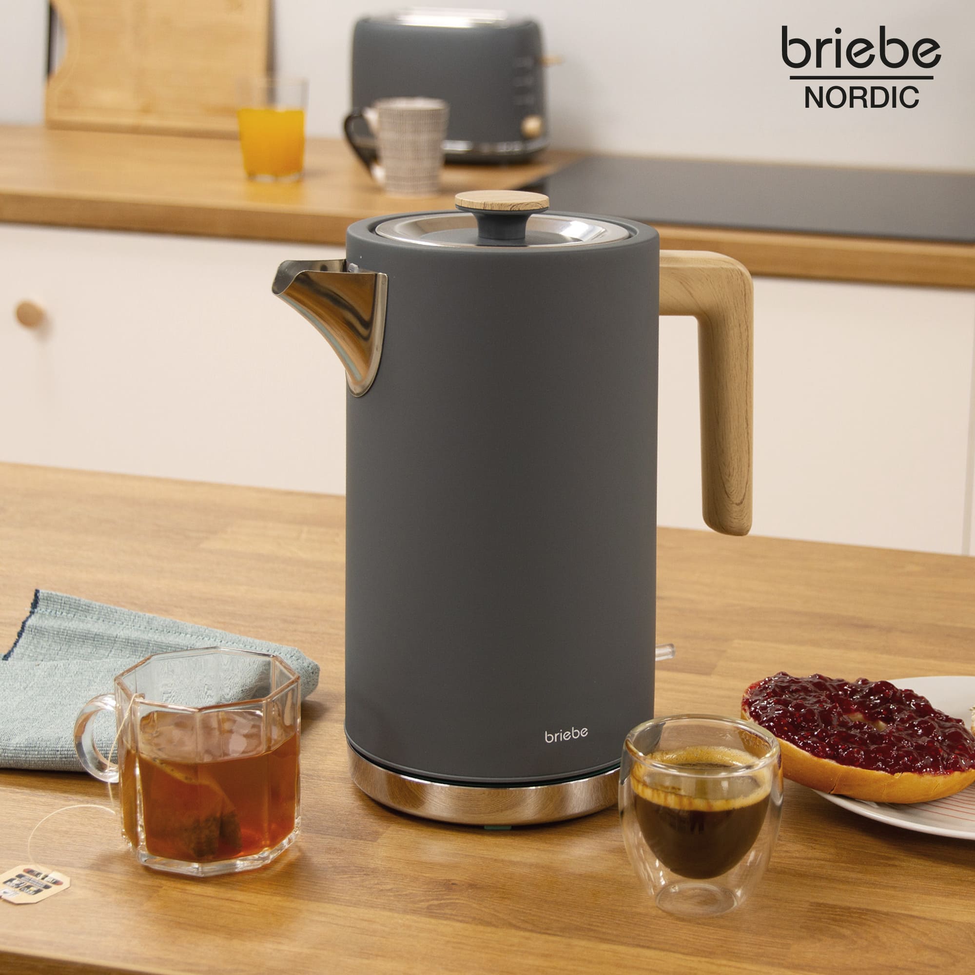 Nordic Bouilloire Électrique 1,7L Sans Fil, Ébullition Rapide Sans BPA, Base 360 2200 Gris KT1165GRY - Mathon - 2